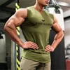 Muscleguys Gym Clothing V Neck Compression Sleeveless Shirt Fitness Mens Tank Top Cotton Bodybuilding Tankop Workout Vest 220615