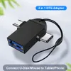 2 em 1 Adaptador OTG USB 3.0 Feminino para Micro USB Masculino e Tipo C Liga de Alumínio em The Go Converter Xiaomi Samsung Huawei Smartphone