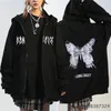 Y2K Streetwear Hoodie Tops Punk Gothic Oversized Schedel Vleugel Evil Flame Unisex Vest Rits Sweatshirt Mannen Vrouwen Jassen 220816