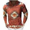 Polos para hombre, camisa de manga larga para la nieve, para hombre, informal, de otoño, estilo nacional, a cuadros, con botones en T, cuello de solapa, Tops, manga para hombre