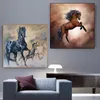 Streszczenie czarnych koni grupa piechoty płótno zwierzęce malarstwo plakat druk sztuki ścienne obraz do salonu biuro wystrój domu cuadros