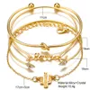 4 pz/set di donne stile etnico braccialetto a Catena gioielli petalo cavo personalizzato foglia gioielli