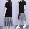 Дизайнерское платье повседневные длинные платья плюс размер для женской одежды Новая крупная корейская средняя юбка для футболки с длинным рукавом