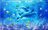 Personalizzato 3D Seta foto murale carta da parati Bellissimo Ocean World Dolphin Zenith Soffitto Sky Flowers Flowers Mural per soggiorno Camera da letto Decorazione indoor