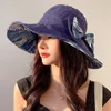 Chapeaux à large bord Women'Summer Sun Hat Double face Wearable Shade Cap Fashion Flower Print Design Outdoor Femme Voyage Beach HatWide