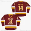 فيلم Fresh Prince of Bel-Air Ice Hockey 14 Smith Jersey Slap All Titched Red Color Away Treatable Sport Sale عالية الجودة