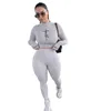 Fall 4XL Women Tight Pants Outfits Designer 2023 Nya spårningsdräkter Långärmad bokstav tryckt TOPS Leggings 2 Piece Set Plus Size Clothing