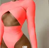 Летнее Новое твердое шоу талии Bodycon Rompers для женщин с длинным рукавом поперечины поперечины Slim Sexy One Piece Pampsuits H316