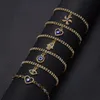 New Blue Evil Eye Bracelets For Women Hand Heart Starfish Charm Crystal Tennis Chain Bange Female Fashion Party Jewelry Gift