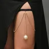 Boho cristal blanc perle pendentifs cuisse jambe chaîne pour femmes été plage robe décorer élastique bande Sexy corps bijoux