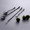 Dinnerware Sets Japanese Retro Black Cutlery Set 304 Stainless Steel Western Steak Knife Fork Spoon Coffee Desser FruitDinnerware