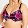 Mierside duży rozmiar Kontrast Contrast Plaid Damski Bra Seksowna strona Push Up oddychająca bralette Wygodna bielizna T220726