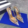 Night Summer Designer Pump Pump Luxurs Brands Gatsby Sling Sandals Sapatos para mulheres Slingback Bombas Crystal Swirls PVC TOECAPS PONTO PONTO Lady Slingback Salto alto