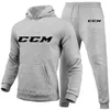 Męskie dresy męskie ccm dressit swobodne 2 sztuki zestawy bluzy hoodedsweatpants ccm druk sportowy odzież jogger sportowy garnitur 220826