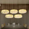 Pendant Lamps Good Quality Chrome Crystal Chandelier LED Diamond Ring Lamp Circle Stainless Steel Hanging Light Fixtures Lighting LustresPen