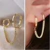 Dangle & Chandelier Double Ear Hole Link Chain Hoop Earring For Women Jewelry Accessories Gift WholesaleDangle Farl22