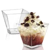 Fast Ship 2oz engångsmousse efterrätt cup mini plast transparent klar fyrkantig pudding glass fyrkantiga koppar 58 ml plats