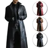 Erkek trençkot erkekler deri trençkot vintage İngiliz tarzı rüzgarlık yakışıklı düz renkli slimfit palto uzun ceket artı boyut S5XL 220826