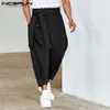 Incerun Mens Fashion Solid Color Pants Trapstring Casual Harem broek Chinomens Losse Wide Leg Pant broek S5XL 7 220815