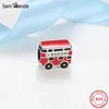 925 Sterling Silver Dangle Charm Voyage Londres Bus Moto Valise Perle Fit Pandora Charms Bracelet DIY Bijoux Accessoires