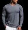 T-shirt a maniche lunghe da corsa T-shirt da uomo in spandex Fitness Primavera Autunno T-shirt sportiva slim fit T-shirt con scollo a V Palestra Bodybuilding Tshirt L220704