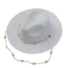 Wide Brim Hats 2022 Beaded Shell Necklace Beach For Women Summer Straw With Chain Strap Parent-child Sun Kids Cute Holiday