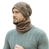 Basker pläd män vinter hatt halsduk set varm stickad skalle cap nack varmare med tjock fleece fodrad mössa för kvinnor