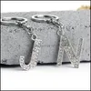 Charms smyckesfynd komponenter Ny ankomst kubik zirkonia nyckelring sier 26 engelska brev tillbehör modeväska nycklar dhnpx