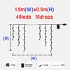 Strängar LED 1,5x1,5 m 1,5x0,7 m iscicle gardin lampor sträng fairy jultol girlands fest trädgård bröllop dekorationer