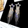 Dangle Lustre De Mode Long Gland Cristal Boucles D'oreilles Pour Femmes Filles Bijoux De Luxe Brillant Or Couleur Étoile Bijoux GiftsDangle