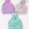Vinter baby pom poms virkning hatt tjocka hattar spädbarn småbarn varma mössor pojke flicka stickad mössa m4182