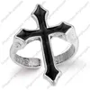 Harajuku Vintage noir grande croix bague ouverte pour les femmes bijoux de fête hommes gothique métal couleur doigt en gros