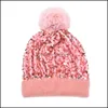 Berretti Cappelli Accessori Neonato Bambini Maternità Paillettes Pompon lavorato a maglia Rimovibile Inverno All'aperto Caldo Moda Skl Lana Str Dhqjv