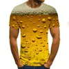 Camisetas masculinas de verão e camisetas femininas de cerveja de moda impressa em 3D mangas curtas Casual Casual Top Clothing