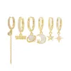 Micro-set zircon plated 18k gold three-pair set Dangle earrings jewelry European temperament women stars moon letters high quality luxury earrings