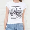 Vintage Sexy Schlank Crop Top Frauen Brief Druck Muster Baumwolle Kurzarm T Shirt Sommer Casual Streetwear T 220402