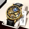 Zegarek zegarki szkieletowe zegarki mechaniczne automatyczne zegar mężczyźni Tourbillon na rękę Księżyc Gold Waterproof Mężczyzna MALOGIO MASCULINO KinyuedWristw