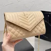 Met doosontwerper WOC Envelope schoudertassen met ketting voor vrouwen mode luxe lederen crossbody handtas zwarte kaki witte kaviaar flap tas tas