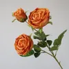 Decorative Flowers & Wreaths 5pcs Faux Round Rose Flower Branch Silk 3 Heads Oil Painting Effect Rosa Stem For Wedding Home Floral Decoratio