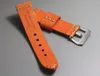 Titta på band anlända mode 22 24mm high-end handgjorda äkta läderband Watchband Orange Watchband med mjukt kohudarmbandrem