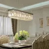 Lustre chromé de luxe éclairage pour salle à manger moderne Rectangle cuisine île Led Lustre en cristal or luminaire suspendu