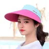 2021 NOUVELLES femmes été pare-soleil chapeau à large bord chapeau de plage réglable protection UV casquette féminine emballable casquettes en pur coton G220301