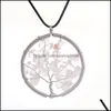 Hänge halsband hängsmycken smycken mode kvinnor regnbåge 7 chakra ametist träd av liv kvarts halsband mticolor visdom natursten droppe