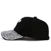 Zwarte strass honkbal cap mode hiphop mannen dames caps super kwaliteit unisex hoed gratis