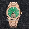 R8F V3 Flying Tourbillon A2950 Automatic Mens Watch 41 Selfwinding 2653 Rose Gold Extra Thin Green Dial Stainless Steel Bracelet 2022 Super Edition Pureitme D4