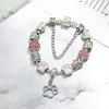 Charm Bracelets Seialoy Sier Color Shiny Pink Footprints Beaded for Women Girls Original Fashion DIY Jewelry Gifts Whole5511519