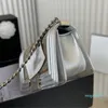 Shiny Diamonds Designer-Klappentasche aus Leder mit Strasssteinen, silberne Hardware-Kette, Umhängetasche, klassisch gesteppt, luxuriös, schimmernde Handtaschen, 20 x 13 cm