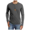 T-shirts pour hommes mode multi-boutons T-shirt hommes 2022 automne à manches longues Henley T-shirt Streetwear décontracté couleur unie T-shirt Camiseta