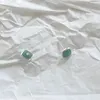 Gemstone Earring Authentic 925 Sterling Silver Geometric Square Stud Earrings For Women Wedding Party Gifts