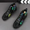 2022 Luxury Men High Tops Black Graffit Platform Flats Shoes Skateboard Man Trending Leisure Sneakers Zapatillas Hombre
